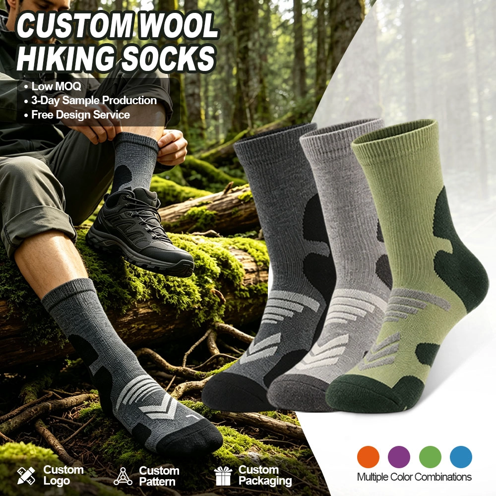 China Premium Merino Wool Hiking Socks WarmCold Resistant NonSlip Heel Smooth Toe High Stretch Cuff for Outdoor Adventures manufacturer