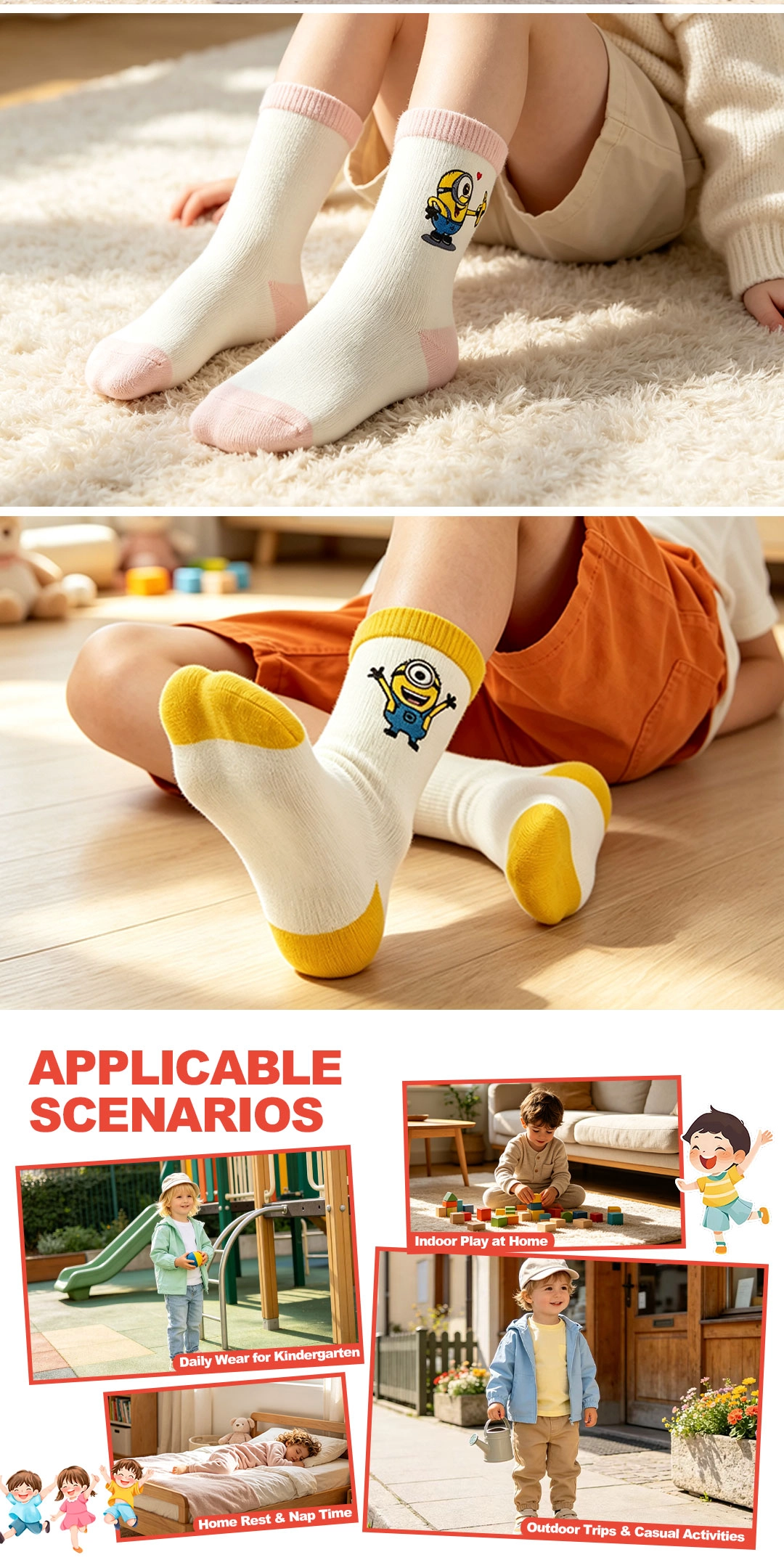 Low price pure cotton children socks china factory