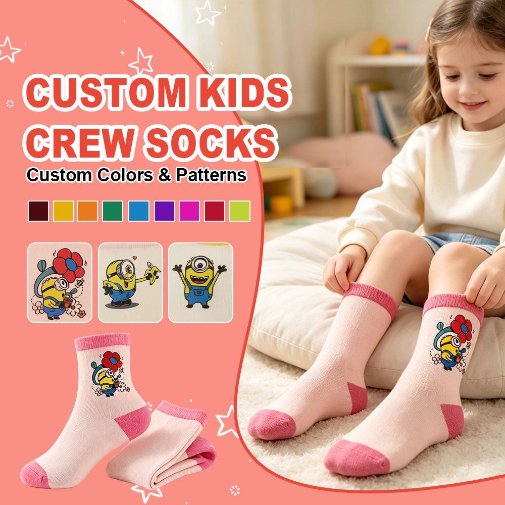 China Unisex Cartoon Print Kids Crew Socks Cotton Blend Seamless Toe Reinforced Heel Toe Custom Children Socks for Boys Girls Spring Autumn manufacturer