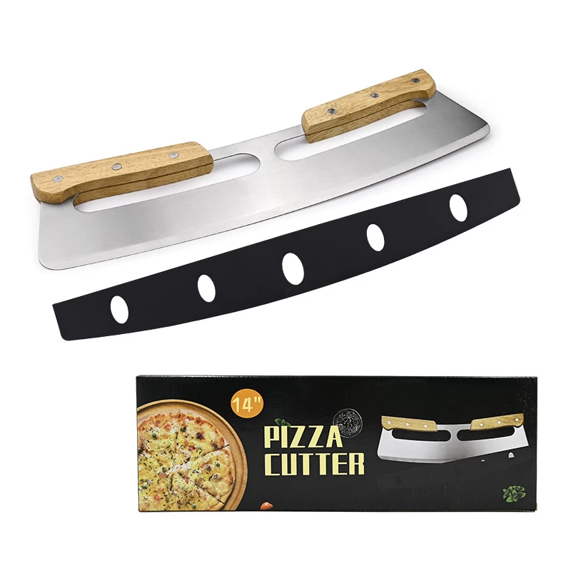 China Stainless Steel Pizza Cutter Rocker Knife manufacturer
