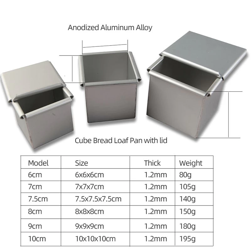 Bakest Small Square Corrugated Aluminum Alloy Toast Bread Box Loaf