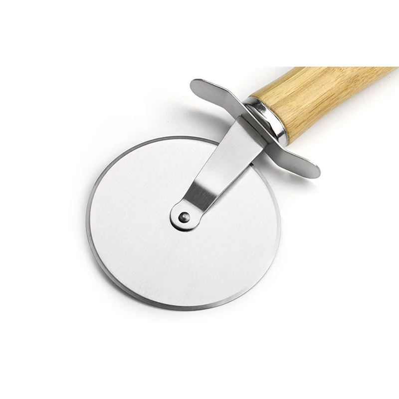Pizza Cutter Wheel Slicer Pizza Knife with Wooden Handle
