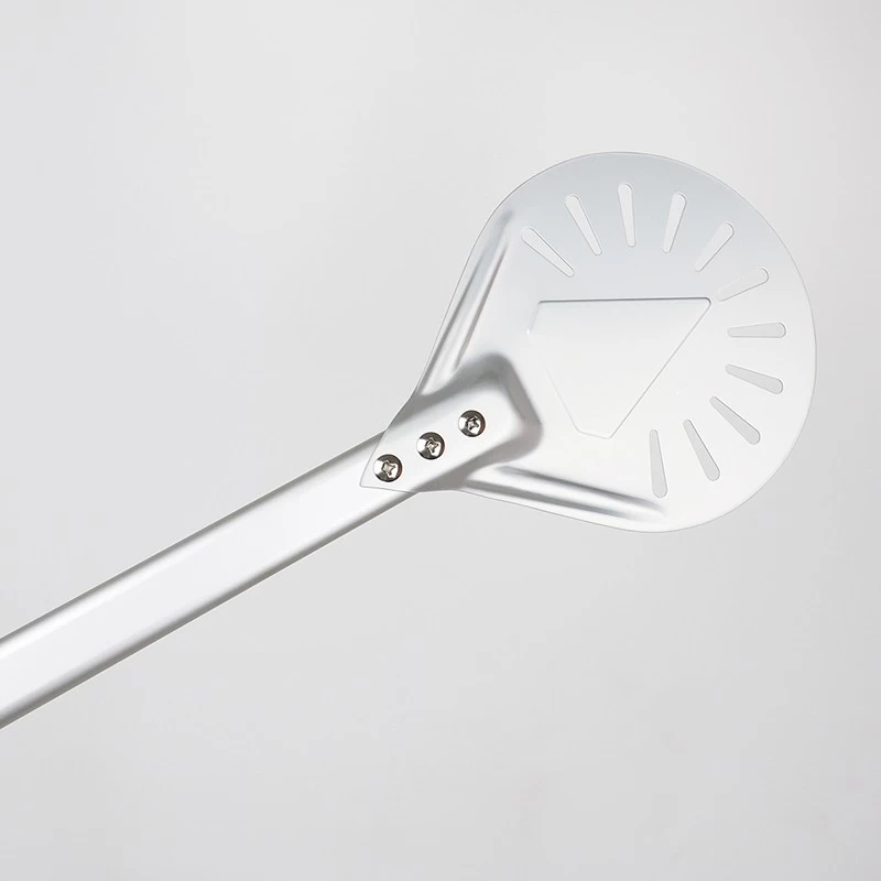 Aluminum Round Perforated Pizza Peel Shovel with Long Metal Handle