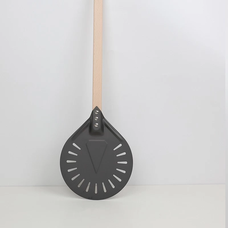 Aluminum Pizza Peel Shovel with Long Wooden Handle