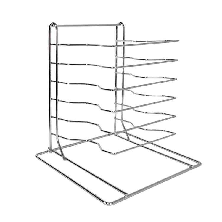 China 6 Tiers Stainless Steel Pizza Tray Stand Pizza Display Rack manufacturer