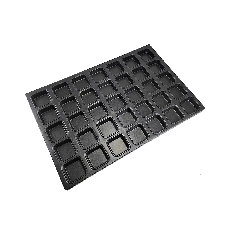 fábrica de moldes cuadrados para cupcakes, bandeja cuadrada para muffins a  granel, fabricante industrial de moldes para muffins