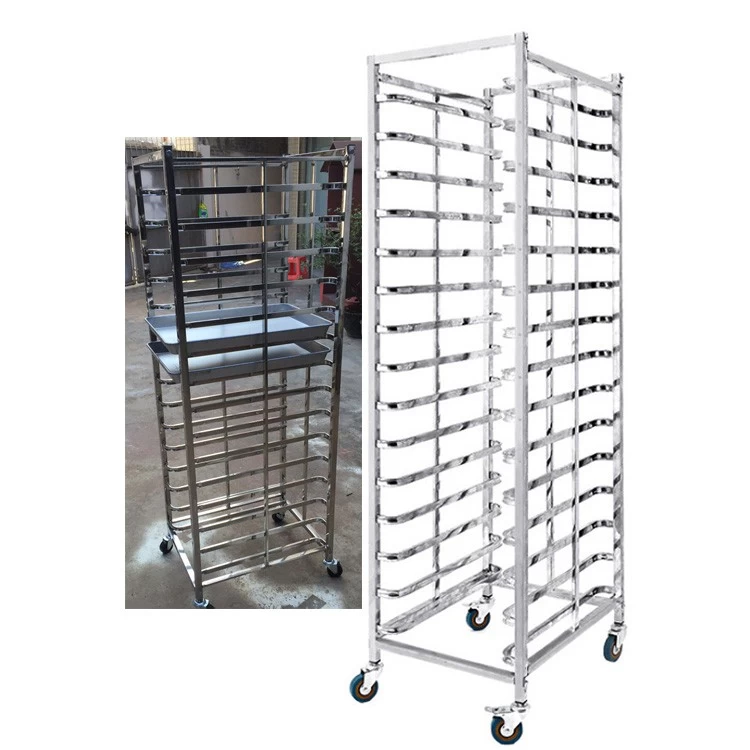 Hotel & Restaurant Supplies Stainless Steel Rotary Bakery Trolley Oven Rack  Kitchen Food Bread Baking Tray Trolley Storage Shelf