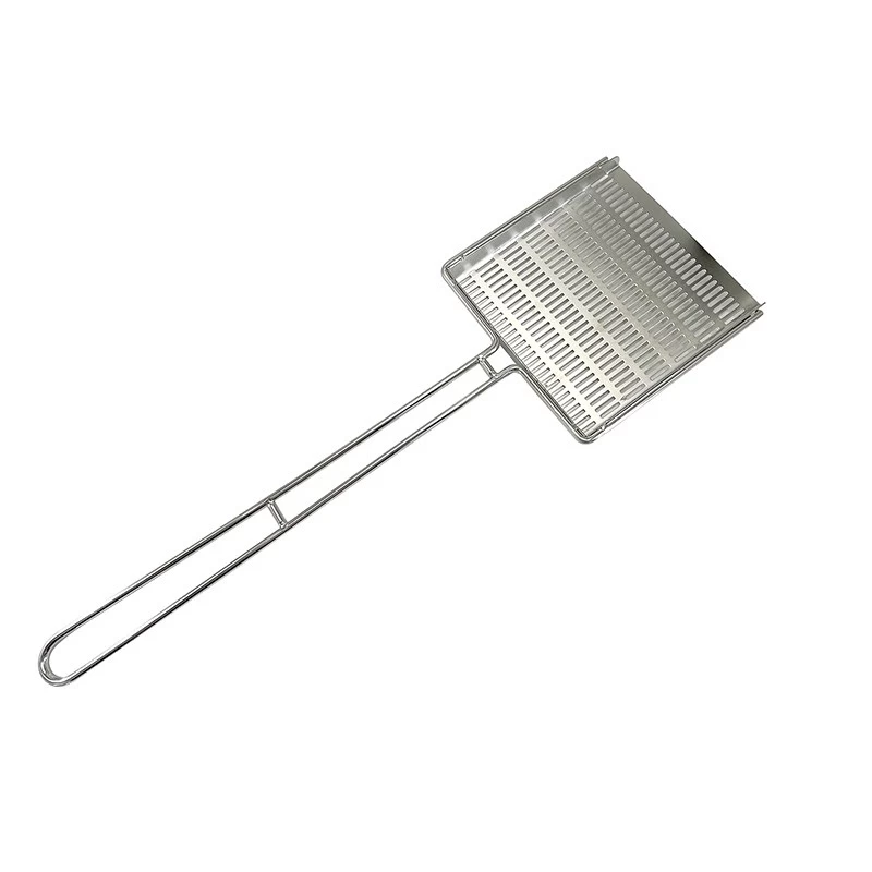 China Stainless Steel Strainer Oil Skimmer Scoop Colander Perforated Shovel manufacturer