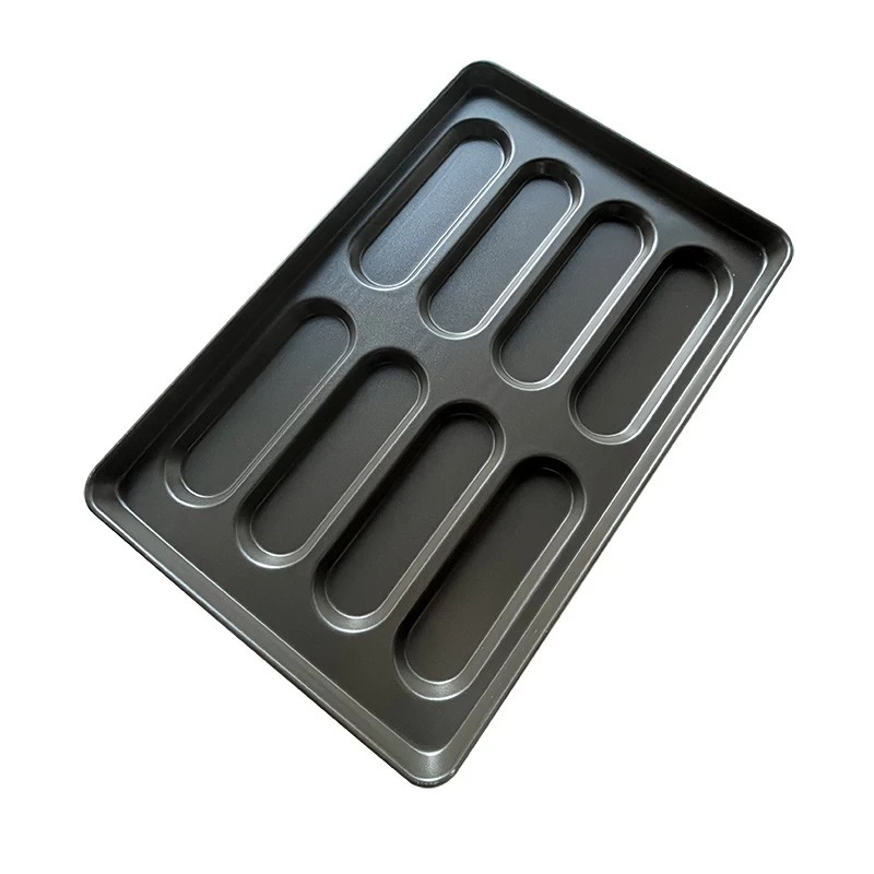 Aluminized Steel 8-mold Hot Dog Bun Pan