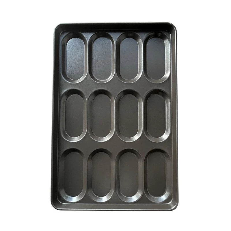 Aluminized Steel 12-mold Hot Dog Bun Pan