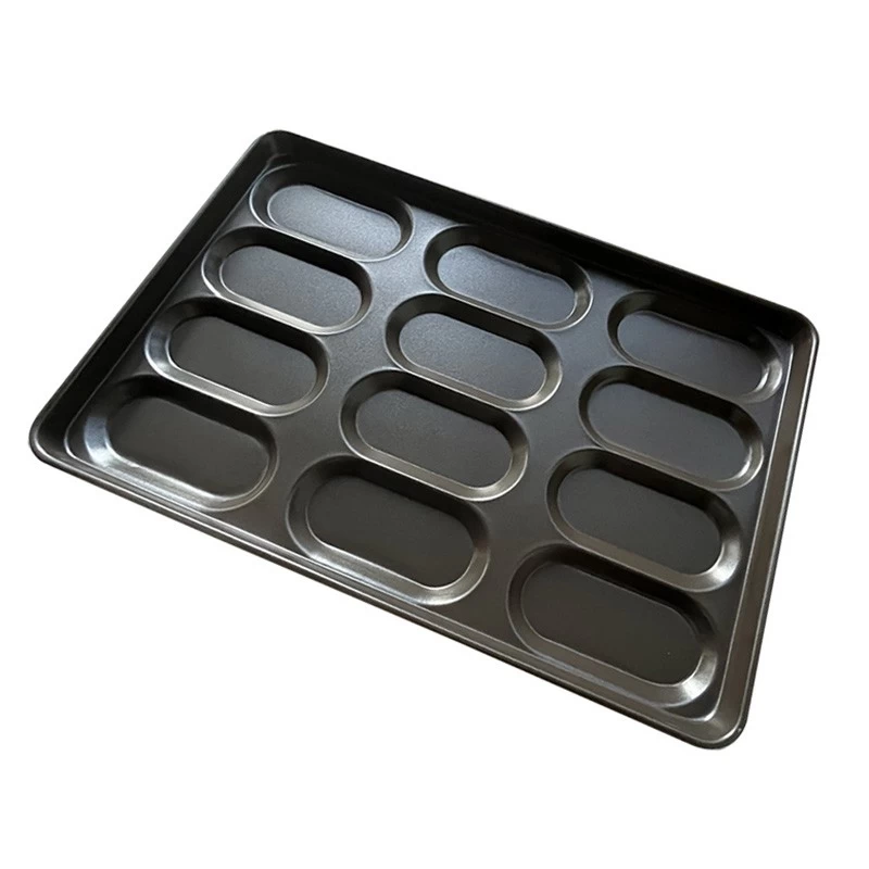 Aluminized Steel 12-mold Hot Dog Bun Pan