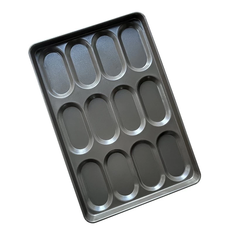 Aluminized Steel 12-mold Hot Dog Bun Pan
