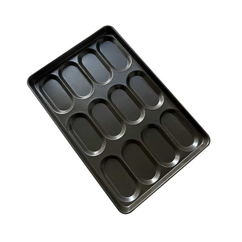 Aluminized Steel 12-mold Hot Dog Bun Pan