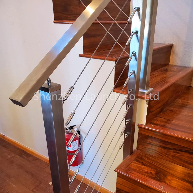 Patio Stainless Steel Wire Balustrade / Steel Cable Railing Stainless Steel  Handrail PR-B104