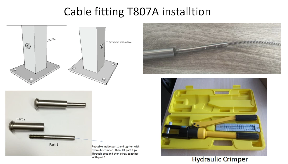 Stainless Steel Swage Terminal Wire Rope End Fittings for 3/16 Cable