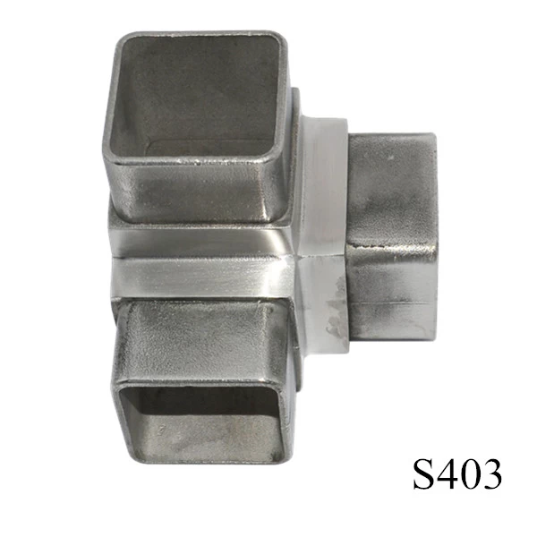 3 way tube connector stainless steel for joint 40*40*1.5mm tube