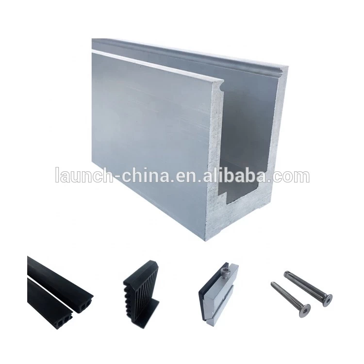 Aluminum u channel  use for 15-30mm glass fencing or deck channel for balcony