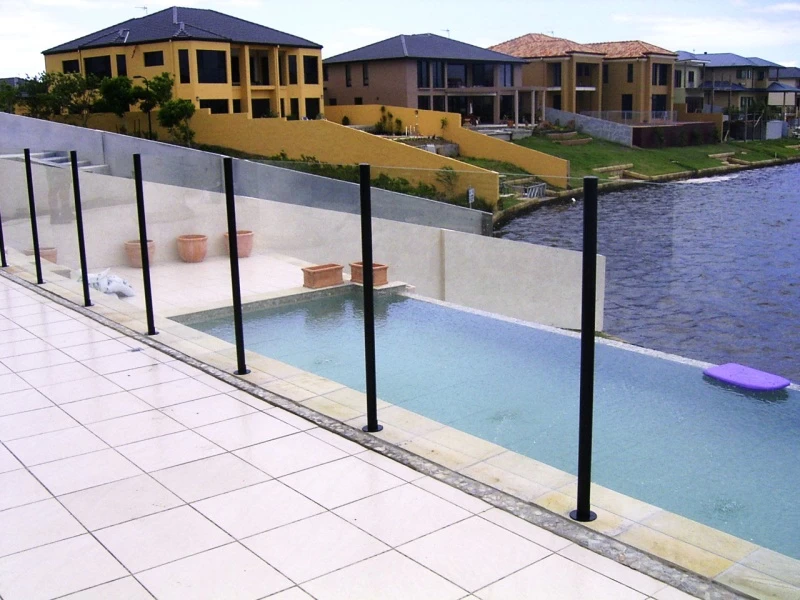 Certified 50x50mm square aluminum profile handrail posts for 10-12mm glass balcony and deck railing
