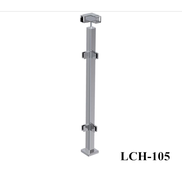 Chinese supplier stainless steel square glass railing post for balcony and stair handrail designs, LCH105