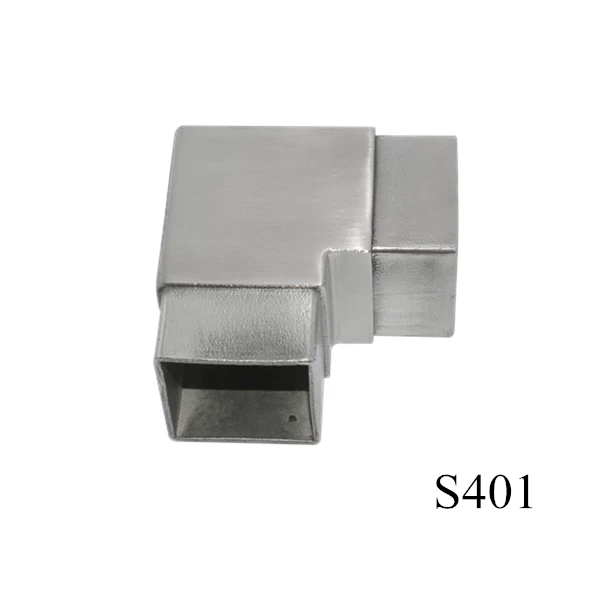 Chinese supplier stainless steel square railing connector for balcony and stair handrail designs, S401