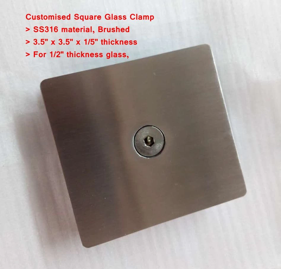 Customised 180 Degree Square Stainless Steel Glass Clamps Hardware