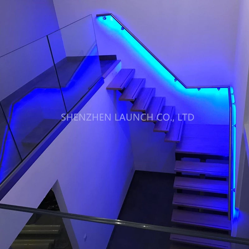 Glass railing stainless steel handrail with LED lighting