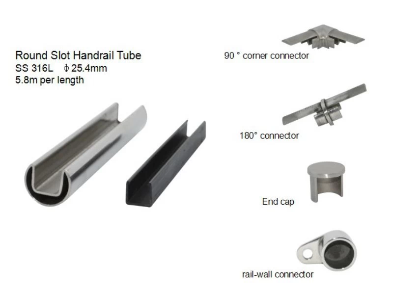 stainless steel slotted tube for glass top rail