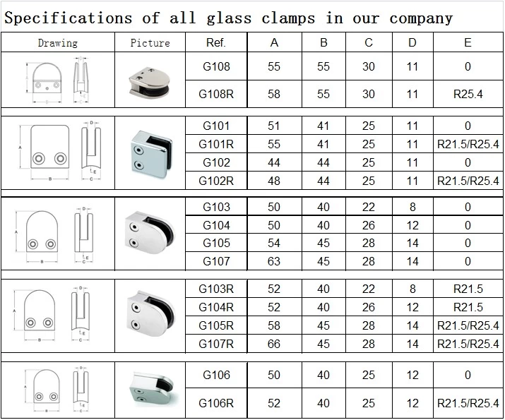 High Quality Stainless Steel 180 Degree Glass Clamps Glass Railing Clamps