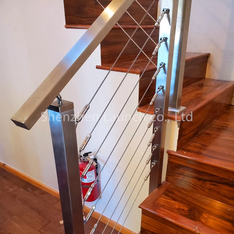 Pasamanos de barandilla de cable de alambre de diseño de escalera interior
