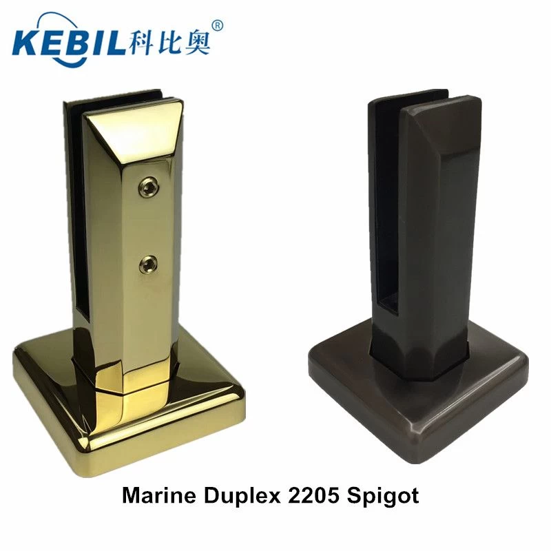 Marine-grade 2205 material glass spigot for frameless glass railing used in sea environment
