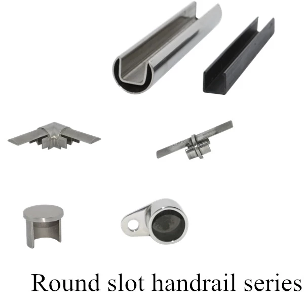 Round slot handrail Diameter 25 glass U channel top groove