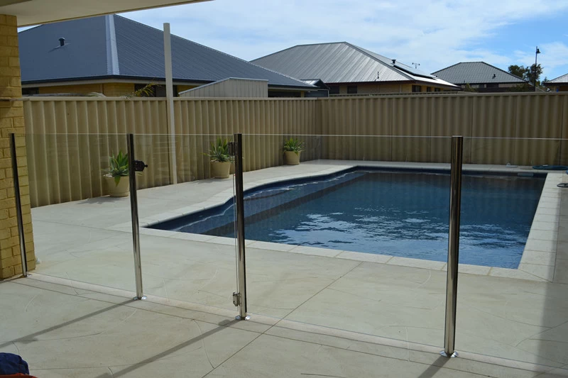 Semi frameless glass railing post for pool fencing