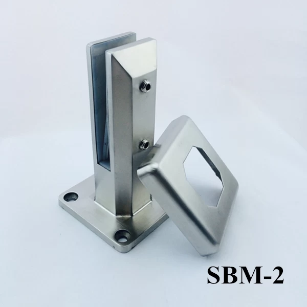 Square base plate spigot SBM-2 for stainless steel full frameless glass railing system