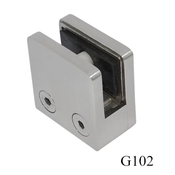 Square type D glass clamp for 8-10 mm tempered glass 304/316 brushed stainless steel