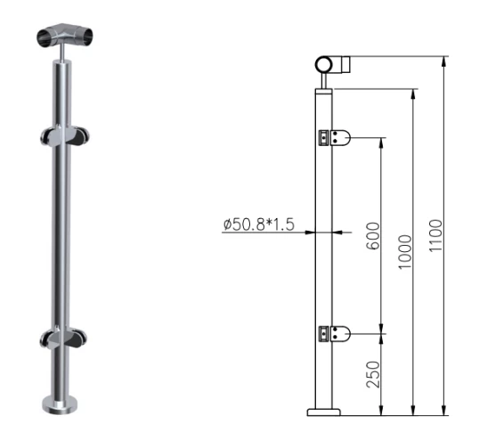 Stainless Steel Balustrade Handrail Post China manufacturer