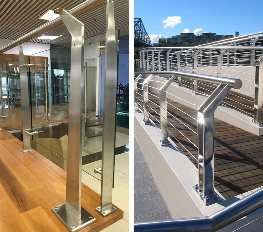 Stainless Steel Handrail Balustrade Flat Bar Post with Spider for Commercial Glass Railings