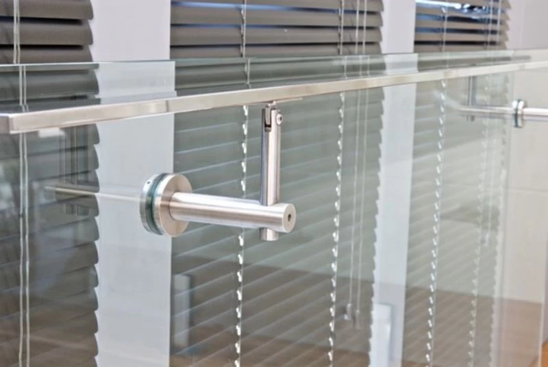 Stainless steel glass mounted handrail bracket to hold round or flat handrail for stair railing or balcony railing