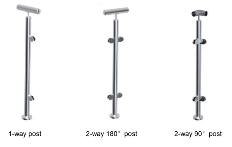 Stainless steel round glass railing post for stair and balcony glass railing