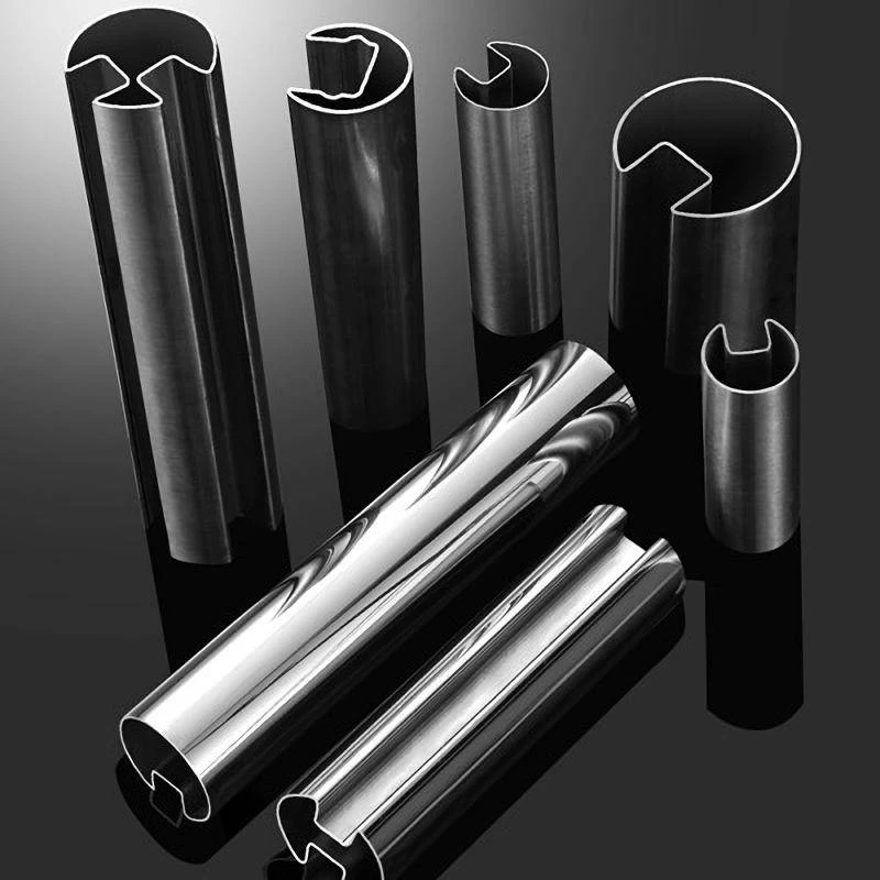 Stainless steel round slotted tube for glass railing top rails