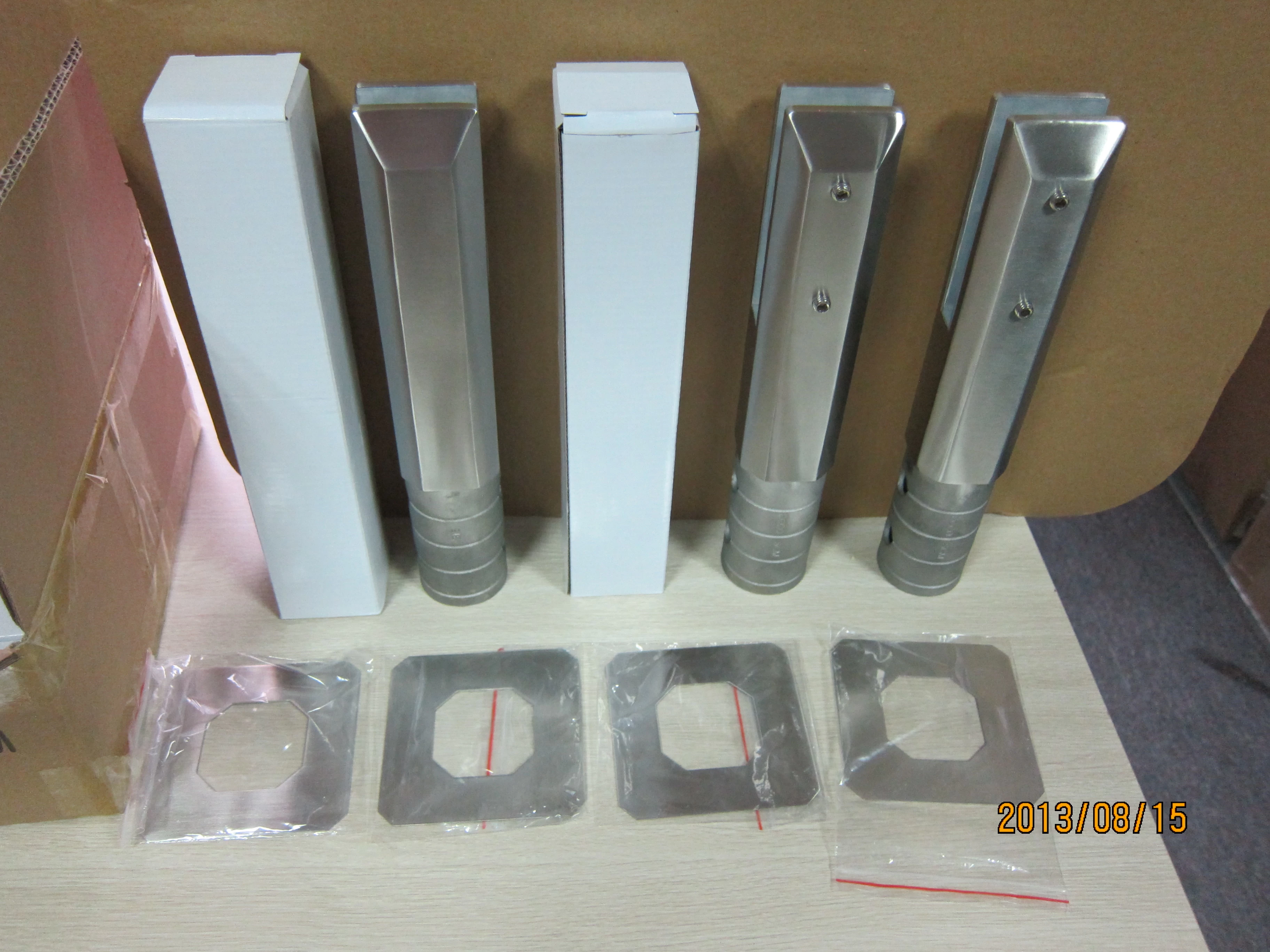 Stainless steel square core drill spigot for frameless glass railing design