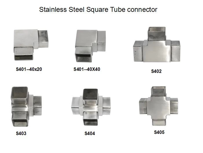 Stainless steel square tube connector joiners for 40x40mm, 1.5mm thick tube