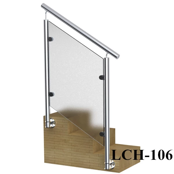 Staircase glass railing side mounting for indoor or outdoor application