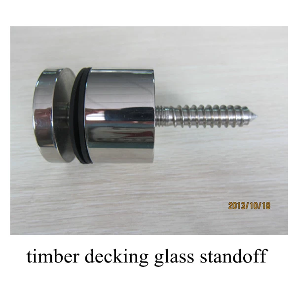 adjustable stainless steel glass standoff,fixed into wood