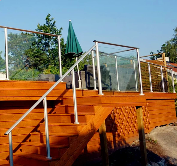 aluminum post glass railing for balcony design
