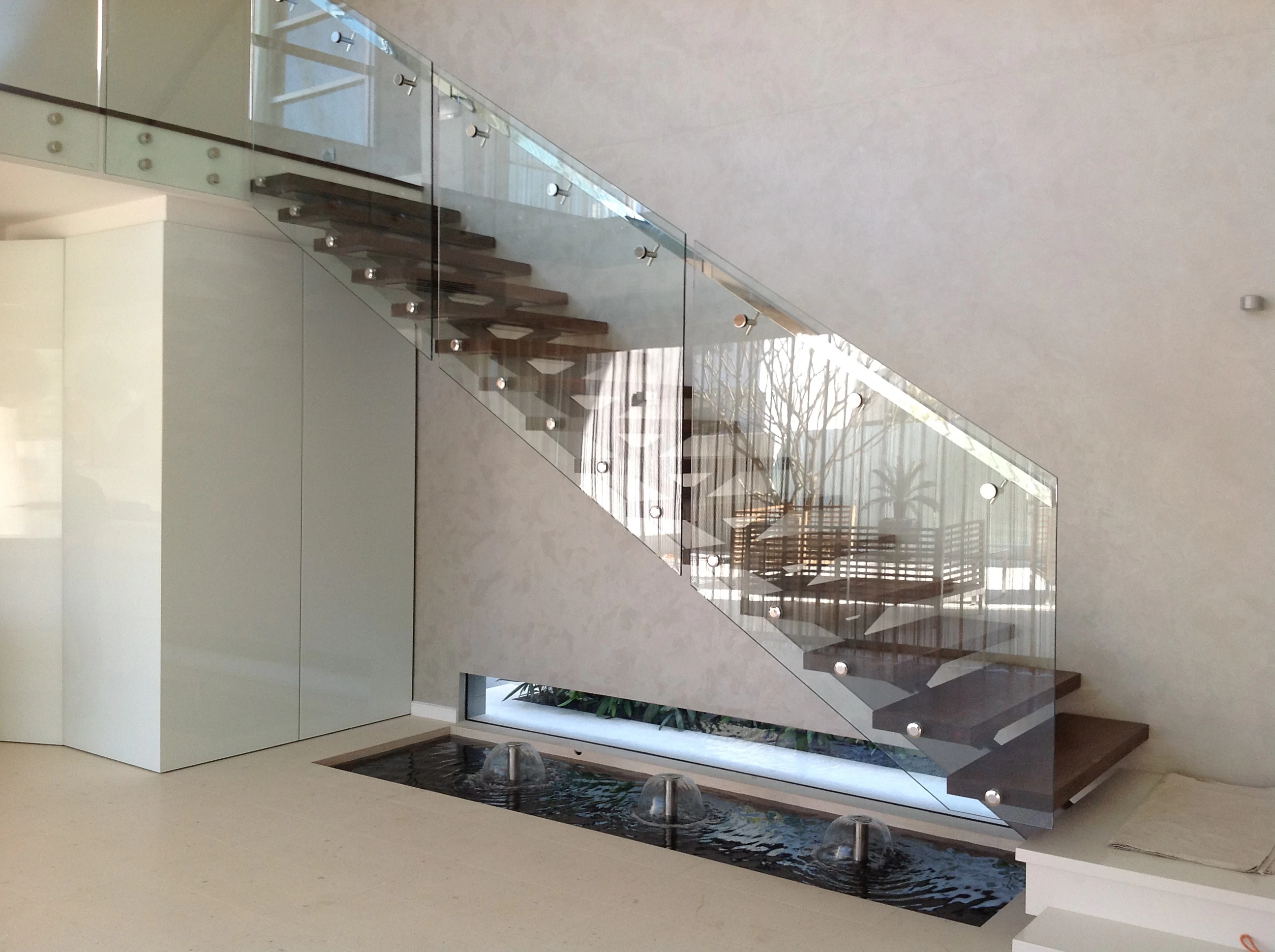 brushed stainless steel 2 inches frameless glass standoff stair railing