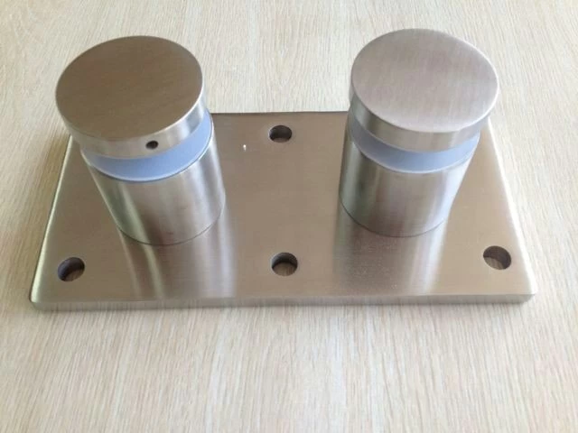 brushed stainless steel 316 toughened tempered glass railing standoff bracket with mounting plate