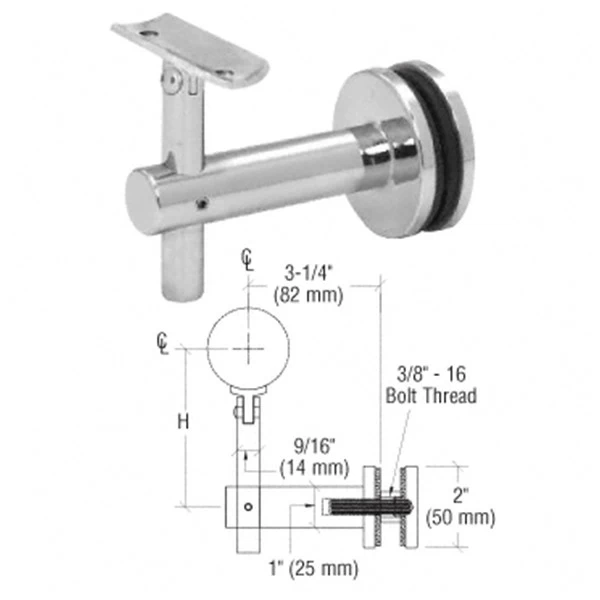 china adjustable stainless steel 12mm glass to handrail bracket