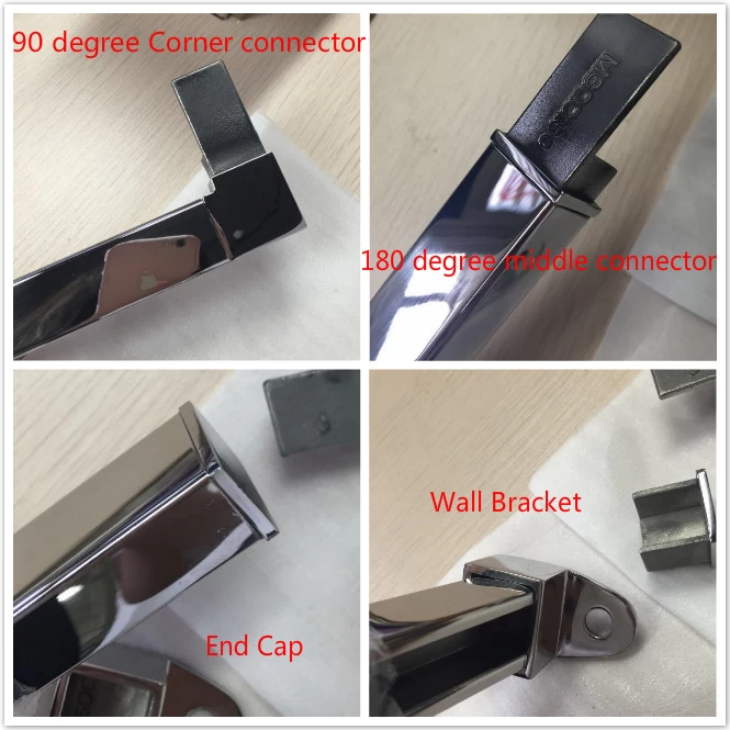 china supplier square stainless steel handrail fittings for 8-13.52mm glass railing