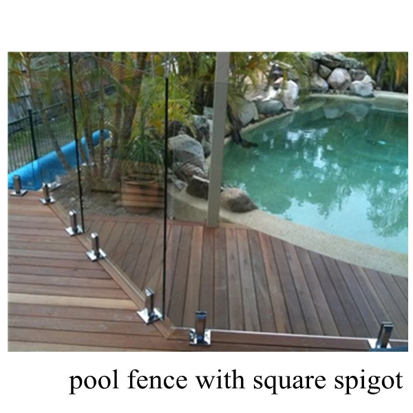 frictiont type stainless steel 316 grade square base plate glass spigot for 1/2" glass railing