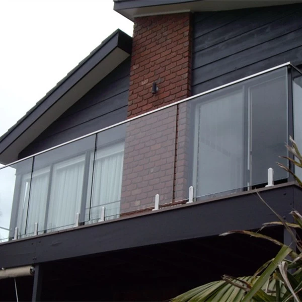 glass balcony railing frameless 12mm glass panels spigot RBM